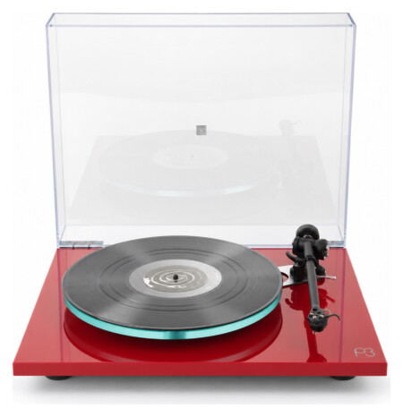 Rega Planar 3 red, Nd3 — полный вид с крышкой